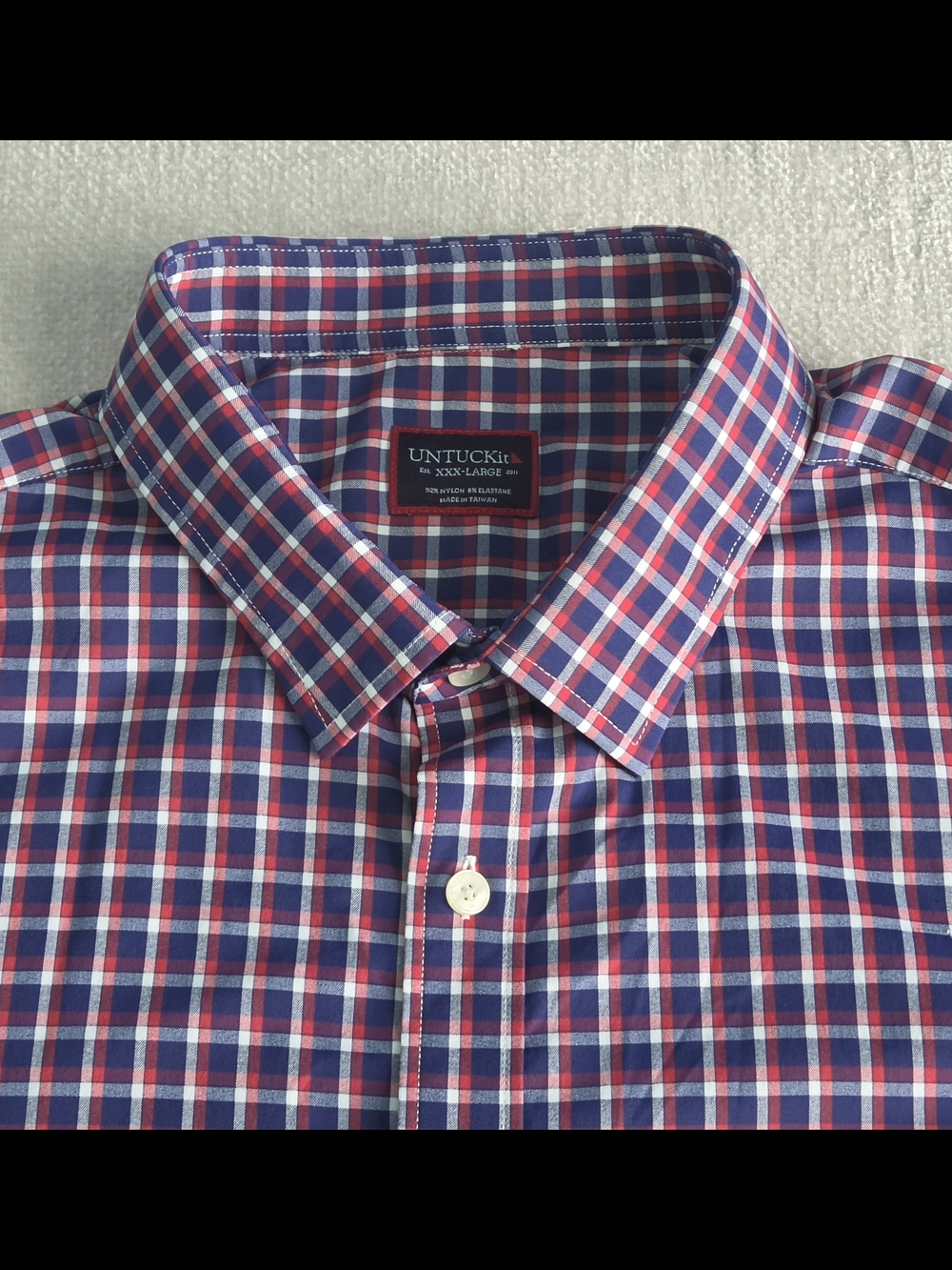 UNTUCKit Stuhlmuller Shirt Mens XXXL Blue Red Plaid Long Sleeve Stretch Button